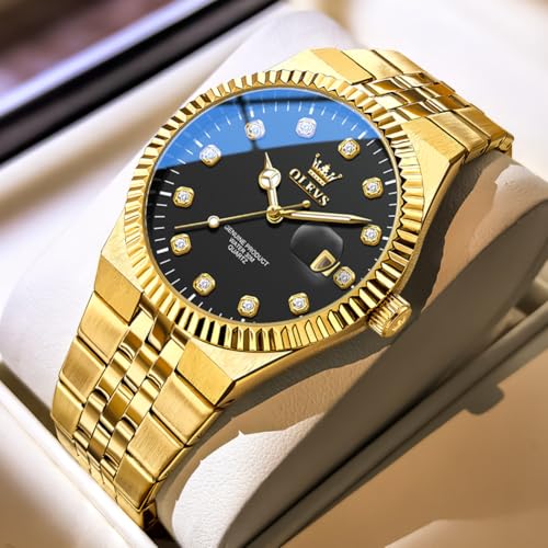 Image of OLEVS Mens Watches Chronograph Business Dress Quartz Stainless Steel Waterproof Luminous Date Wrist Watch