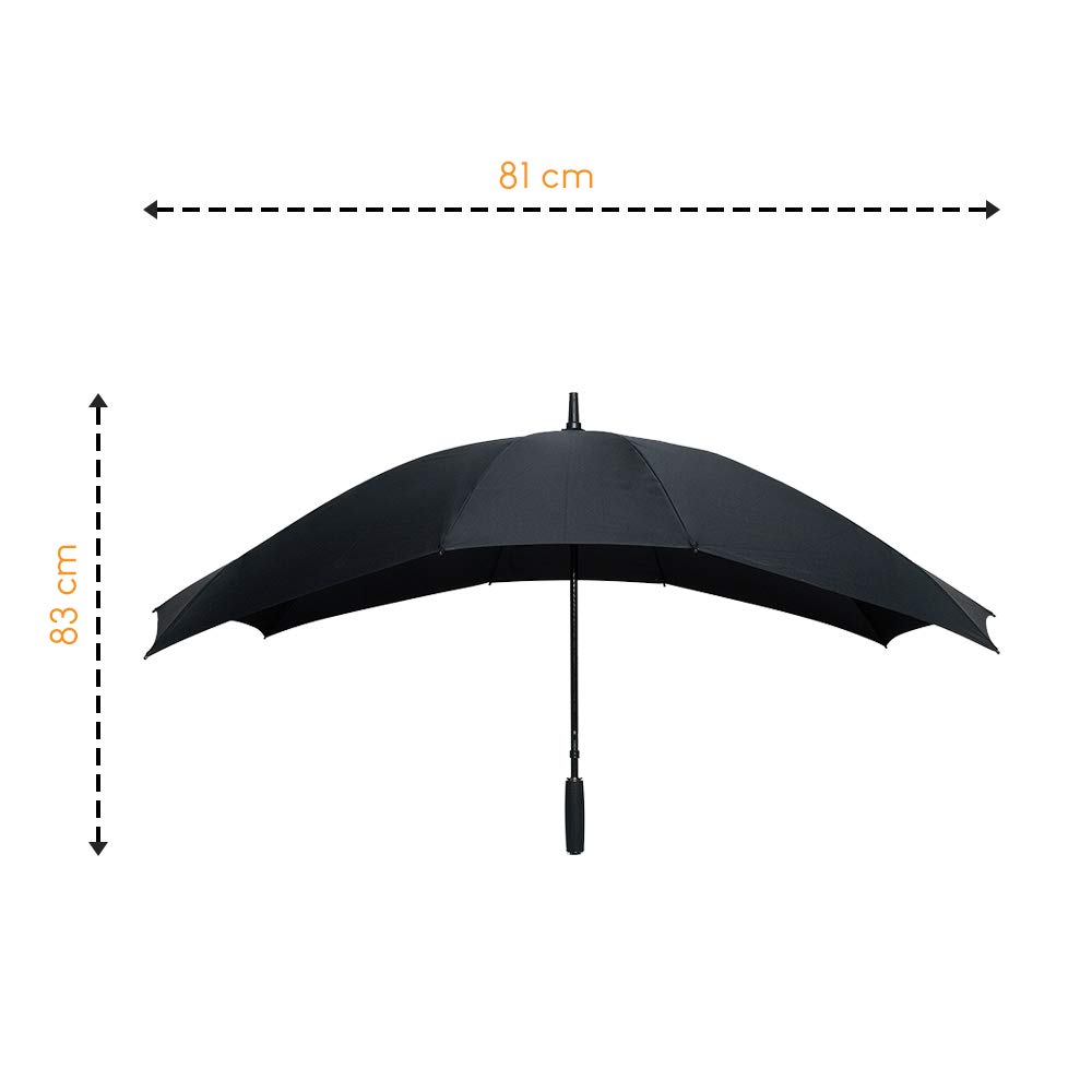 Le Monde du Paraguas FALCONETW3NOIR - Gran Paraguas derecho para dos personas, 140 cm de diámetro, color negro