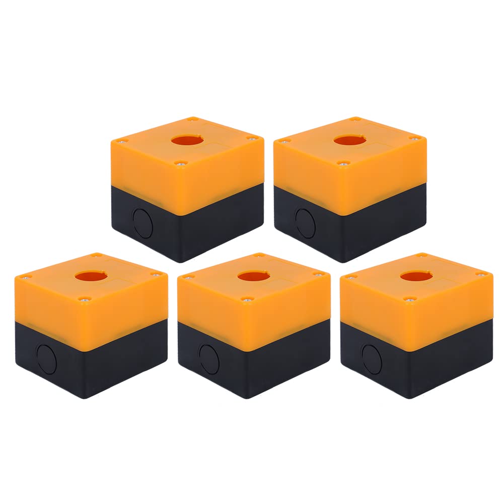 Momentary Push Button Switch Station Box, Professional Waterproof 5Pcs Yellow Emergency Stop