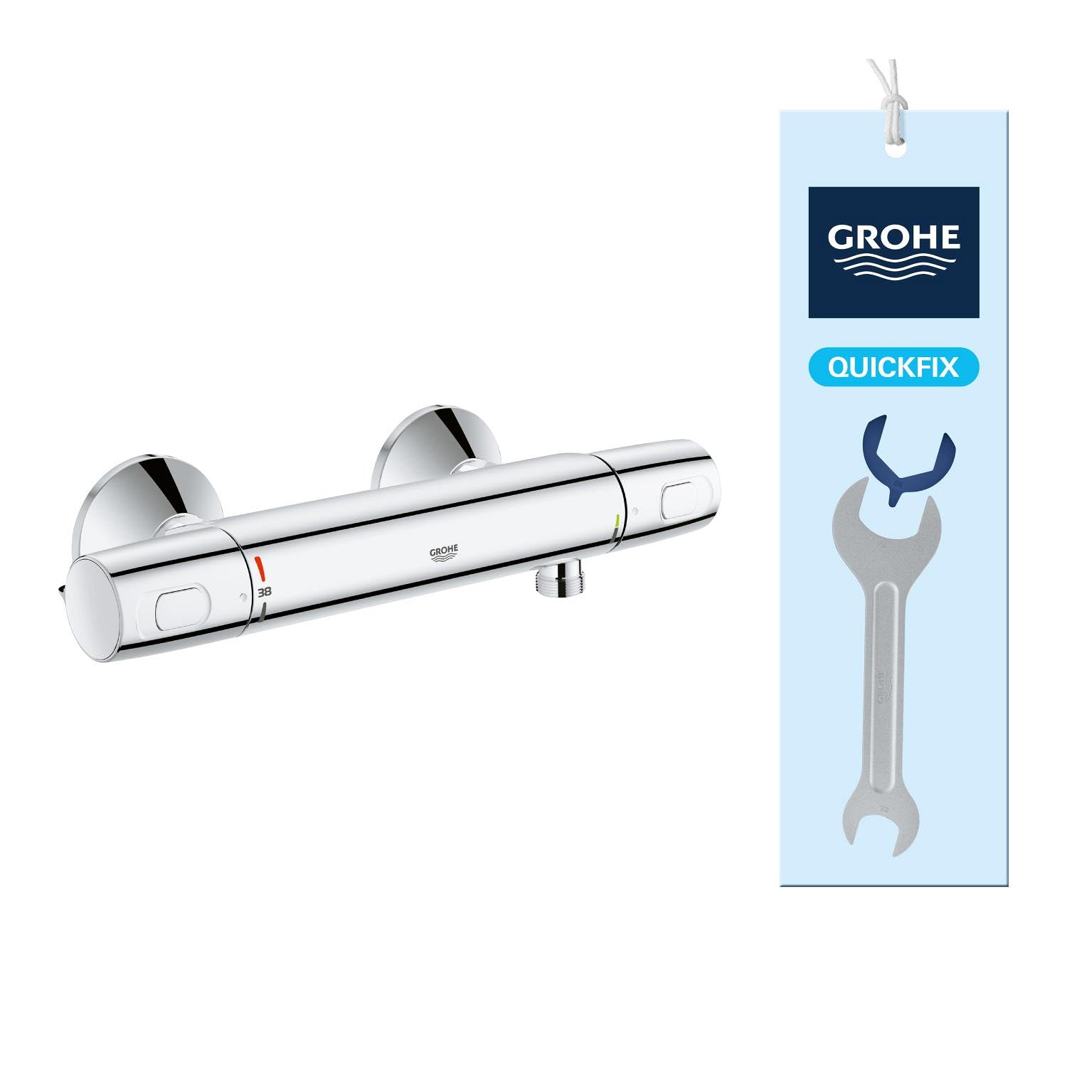 GROHE QUICKFIX, Precision Trend Miscelatore termostatico per doccia, sistema antiscottature GROHE CoolTouch, con tecnologia Water Saving, Cromo, 34229002
