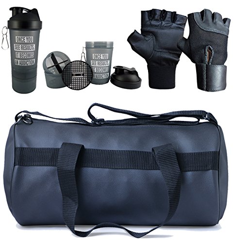 Hyper Adam 22L Water Resistant Gym Duffel/Duffle Bag with Gloves and Protein Shaker Combo for Men and Women