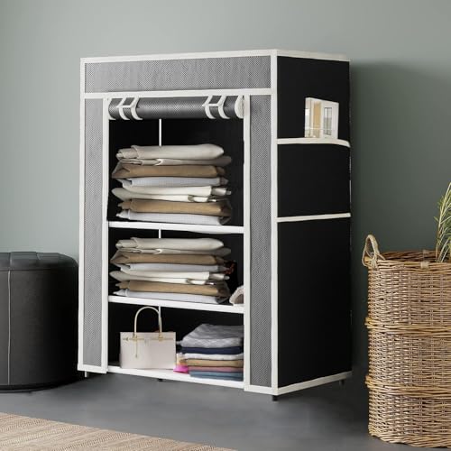 Image of Maison & Cuisine 2+1 Layer Collapsible Fabric Wardrobe with Metal Rods Easy to Assemble 58x28x72 cm W 6200-21 Grey