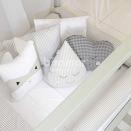 Kit Montessoriano Mini Cama Rolinho 4 Peças Listrado Cinza (Colchão 1, 50 x 0, 70), Biramar Baby, Ci