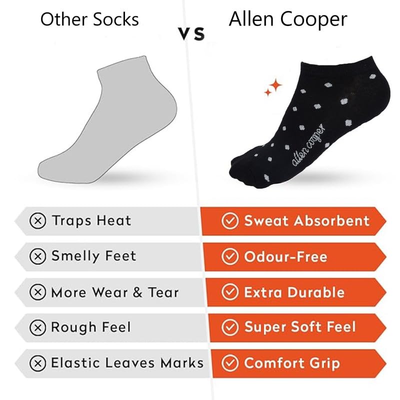 Image of Allen Cooper Men's Assorted Cotton Calf Length Socks with Stayfresh Treatment (Pack of 3) Free Size