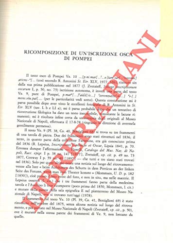 Ricomposizione di un'iscrizione osca di Pompei. : RIX Helmut -: Amazon ...