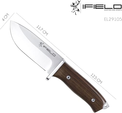 Miniatura 6 de iFIELD Cuchillo de supervivencia Entrenamiento, hoja MOVA de satén de 4.6 pulgadas, con funda de cuero, herramienta de camping para pesca, caza,