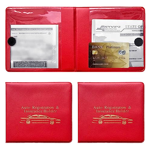 Kewucn Car Registration and Insurance Holder, 2 Pack Premium Auto