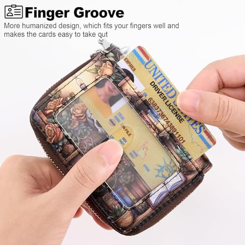 Image of Mayski Credit Card Holder, Zipper Credit Card Wallet for Women, Small Accordion Card Cases Holder, KeyChain Wallet, Business Card Holder, Bookshelf