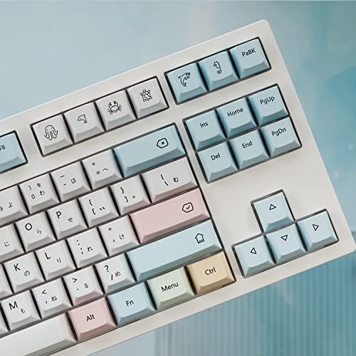 Image of CuXiu Chalk Keycaps 136 Keys PBT Keycap Set for Cherry MX Switches Cherry Profile Japanese Keycaps for Mechanical Keyboard Dye Sub gh60 xd64 xd84 xd96 87 104