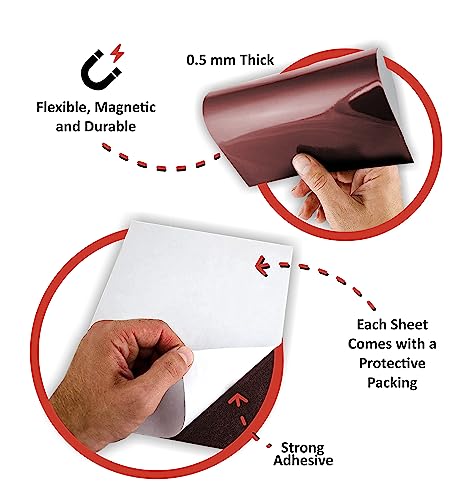 Image of TOWNBUS Pack of 5 | 4 inchx6 inch | 0.5mm Self Adhesive Magnetic Sheet | Just Peel Paste and Place to Make Your Craft, Photos a Magnet | DIY Crafts | Kids-Friendly