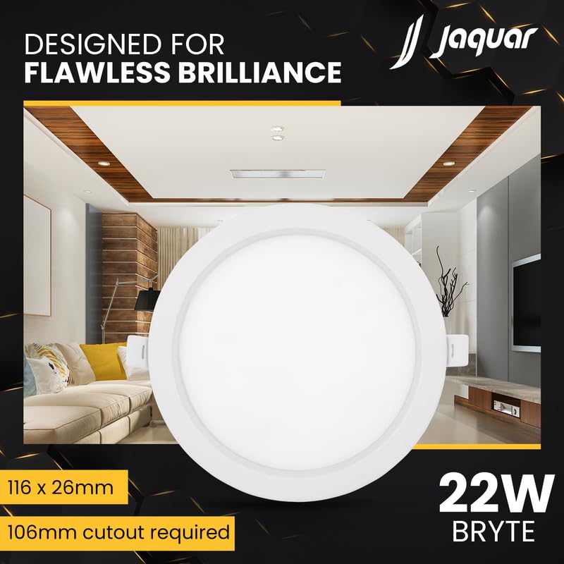 Image of Jaquar 22W Bryte Slim Downlight Natural White with Aluminum Housing-Built-in Driver | High Lumens | Slim Design | 2-Year Warranty | Easy and Quick Installation | Pack of 1