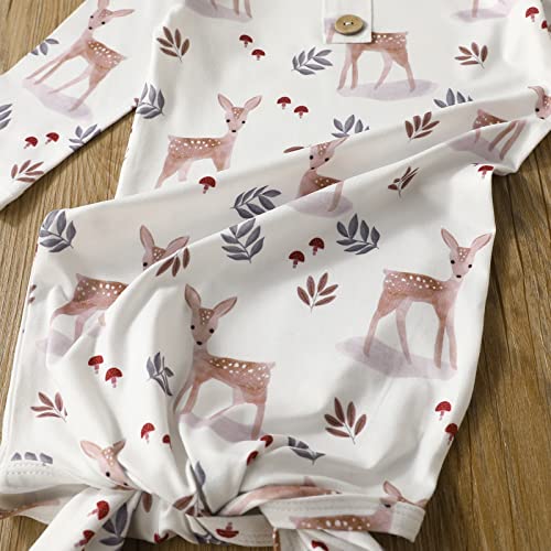 Newborn Knotted Gown Soft Cotton Baby Set Floral Onesie Girls and Boys Sleeper Nightgown3