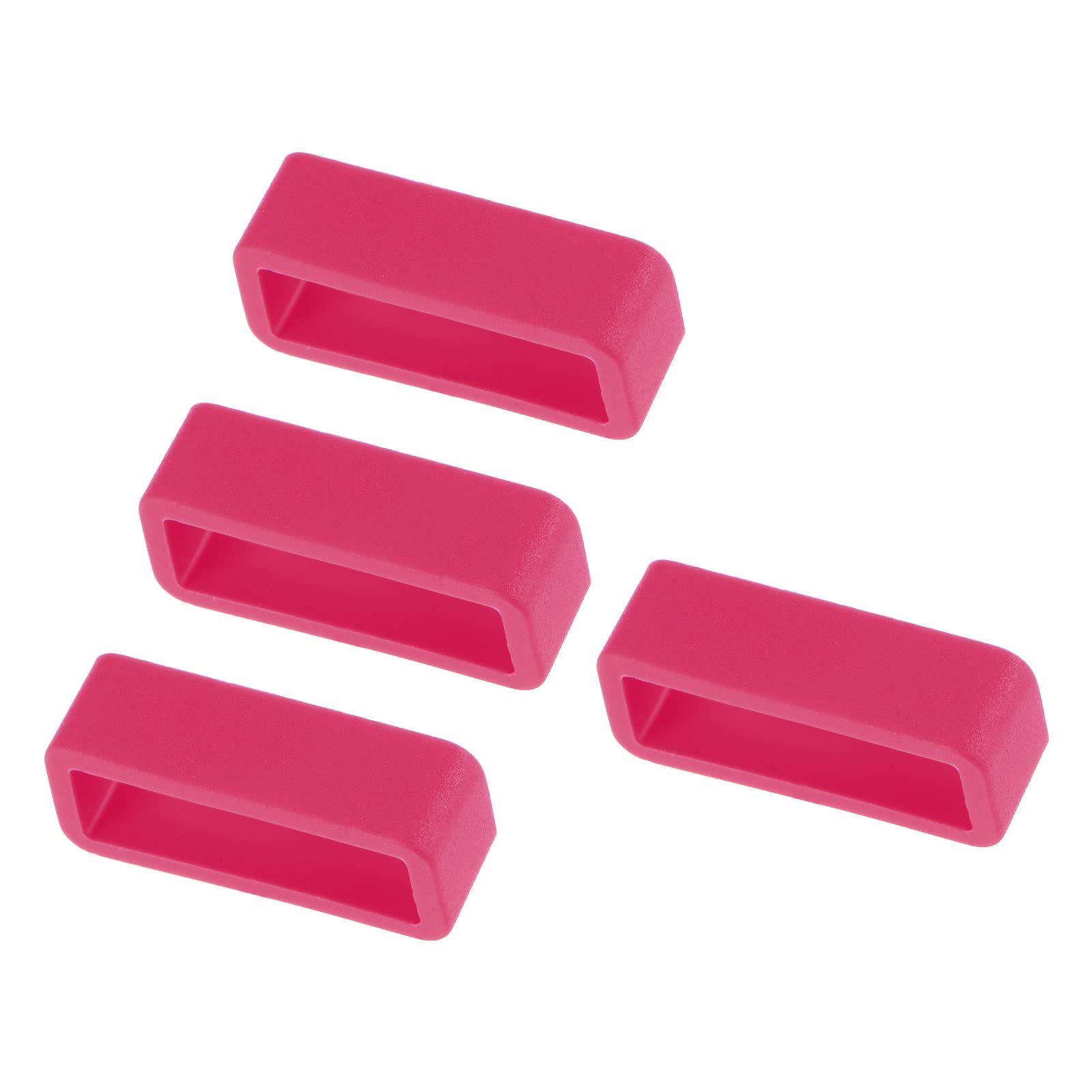 Kozelo 4pcs Watch Band Loop - [20mm Width] Rubber Watch Holder for Watch Band Keeper Repair Replacement Use, Rose Red, Silicone