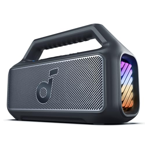 soundcore Boom 2 Głośnik zewnętrzny,80W,Subwoofer, BassUp 2.0, Czas odtwarzania 24 godz,Wodoodporność IPX7, Pływający,Światła RGB,USB-C,Niestandardowy korektor, Bluetooth 5.3 (Czarny)