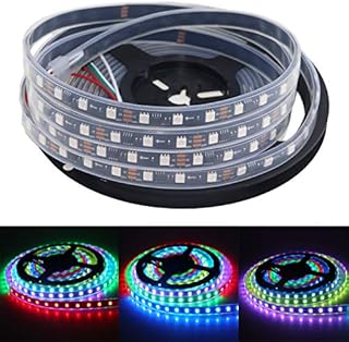 16.4FT 5M WS2811 300 LEDs RGB LED Strip Lights Addressable Dream Color Chasing DC12V Digital Programmable IP66 Waterproof (IP66 300Led Black PCB)