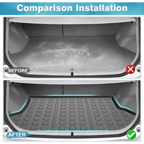 Image of Mixsuper Custom Fit Cargo Liner for 2010-2011 Toyota Prius Base, 2012-2015 Toyota Prius Two /Three /Four /Five, All Weather Rear Cargo Trunk Mat Black