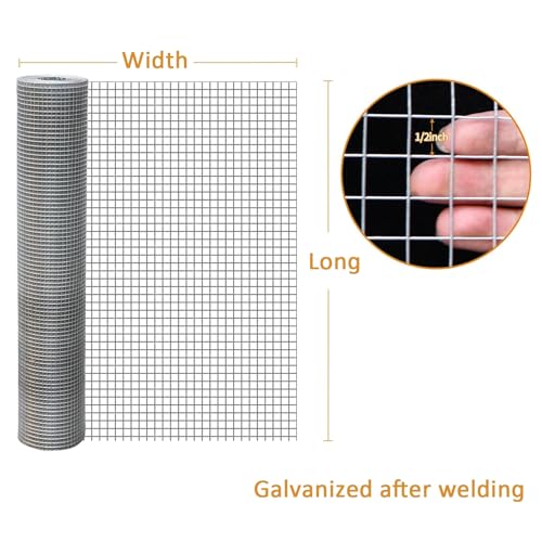 Malla de alambre soldada de acero inoxidable – 1/2 pulgada para gallineros, tela resistente, valla de aves de corral, rollo de red duradero (1 m x 8 m)