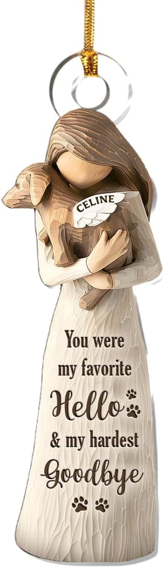 You Were My Favorite Hello & My Hardest Goodbye - Personalized 1-Layer Acrylic Ornament Dog in Heaven Remembrance Ornament, Custom Loss of Pet Sympathy Keepsake Decor Gifts for Dog Owners Dog Lovers