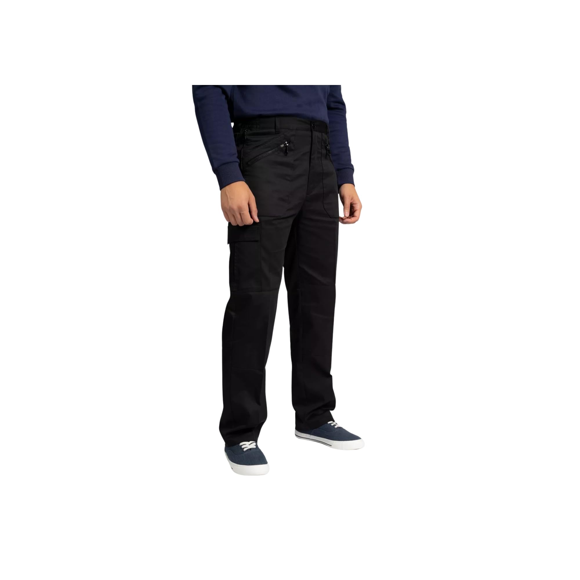Extra Short 25 Inside Leg Trousers Mens Action Work Walking Hiking Combat Cargo (Black, 46)