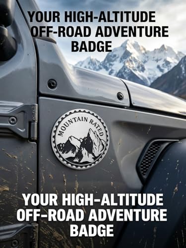 Image of 2 pcs Car Emblem 4 x 4 Metal Automotive Badge 3D Metal Car Badges Emblems Round Emblem Decals Car Badge Decals Stickers Compatible with Vehicles Trucks SUV RV Decorations (Mountain)