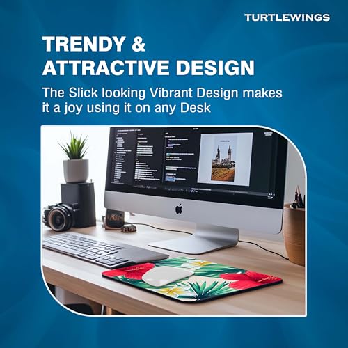 Image of TURTLEWINGS | Mousepad | Floral Aesthetic Mouse Pad - 22x18 cm, 3mm Thick | Abstract Design Non-Slip Rubber Base | Office, Study & Gaming Use | Premium Smooth Surface 02 (Design 06)