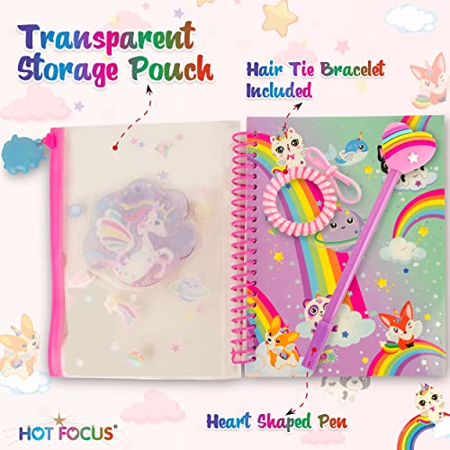 Hot Focus Unicorn Journal Kit For Girls Ages 6 7 8-12 - Complete Diary Set With Spiral Notebook, Pencil Case, Pen, And Hair Tie/Bracelet - The Girls' Journal Set And Kids Diary Gift For Tween Girls #TOP3
