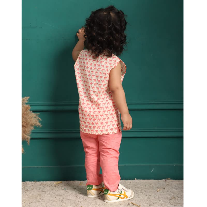 Image of POLKA TOTS Pure Cotton New Born Dress | Ultra-Soft, Breathable & Lightweight Sleeveless Jhabla Pant Set for Baby Boys & Girls | Baby Summer Clothes | Traditional Jabla & Pyjama Set for Newborns