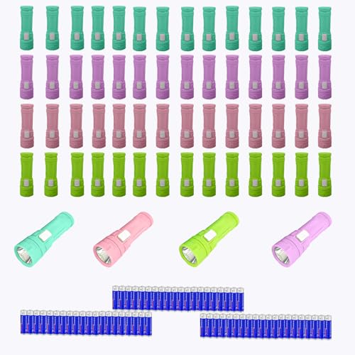 Mini lampe de poche LED en plastique : lot de 60 avec piles AAA incluses pour groupe