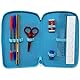 CARTOON Federmäppchen mit 3 Reißverschlüssen, 44 Stück, Schreibwaren, mehrere Fächer, Stifte, Buntstifte, Filzstifte, Giotto für die Schule, Stitch Blau, mäppchen