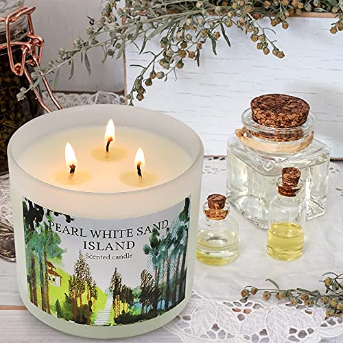 Scented Candle Gifts for Women, Large 3 Wick Peach & Sandalwood Candle for Home Scented, 13.4 Oz Natural Soy Wax with Essential Oils for Stress Relief, 75 Hours Long-Lasting, Christmas Gifts for Women - Image 3