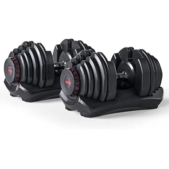 BowFlex SelectTech 1090i Adjustable Dumbbells (Pair), Adjustable from 4 to 41 kg in 17 Weight Levels per Dumbbell