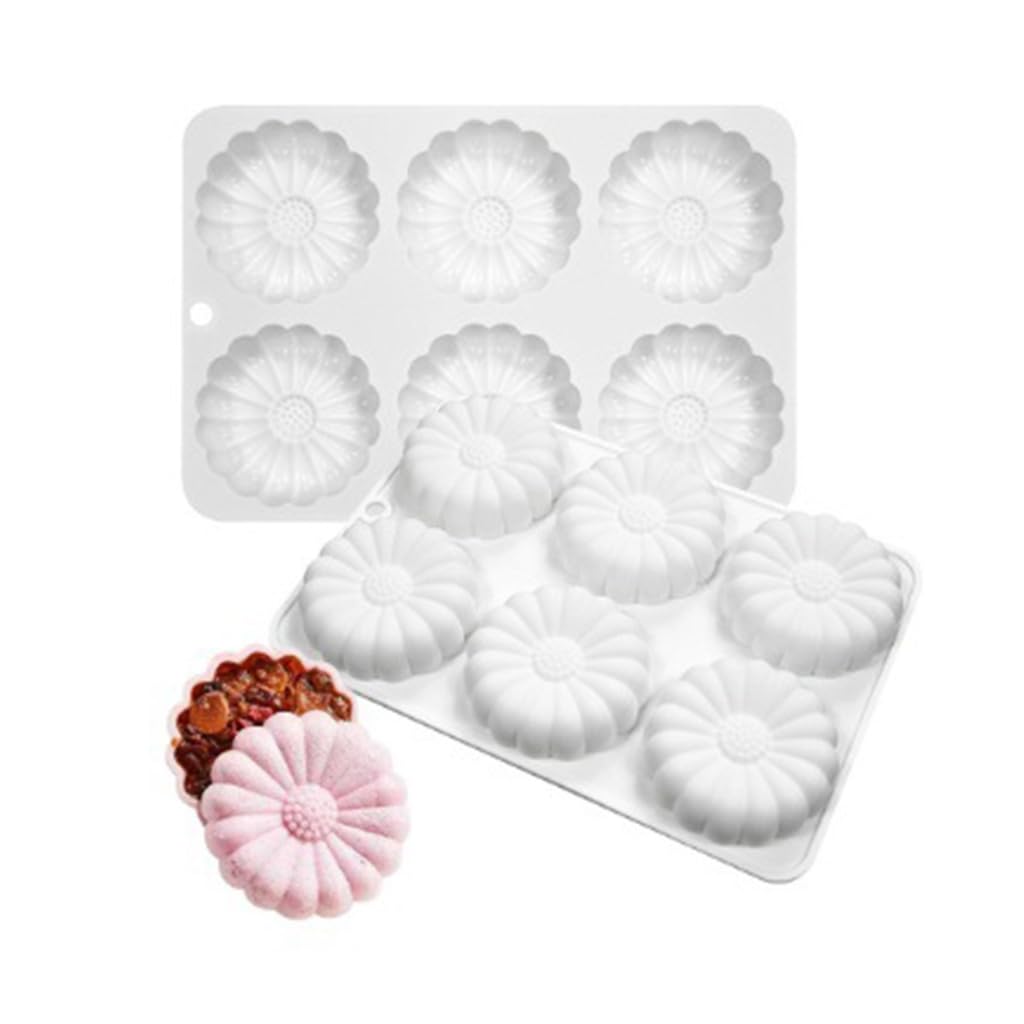 Holzsammlung 6 Cavités Moules en Forme de Fleur Rose en Silicone Moule à Gâteaux en Silicone Moules à Bougies Moule à Pâtisserie Moule à Savon pour la savon, pudding, Gâteaux, Chocolats