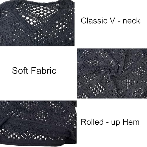 Image of NASKY Womens Crochet Top Summer Fashion 2026 - Sexy 3 /4 Batwing Sleeve Knit Sweater