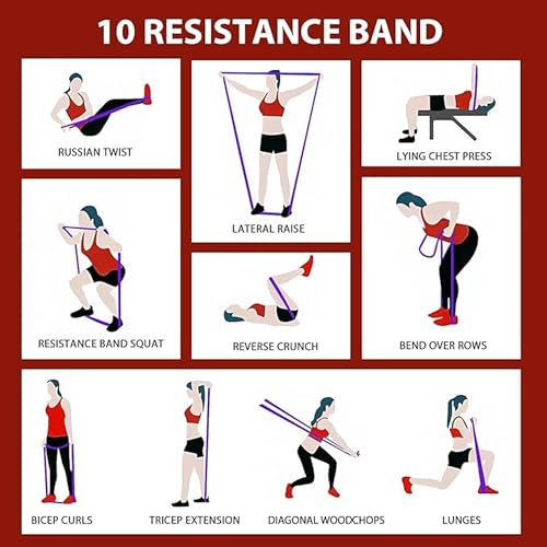 Image of Resistance Tube for Workout Exercise Band Tube with Handle for Home Gym Use Resistance Bands for Pull Ups, Stretching Resistance Band Toning Tube for Warm Up, Exercise Resistance