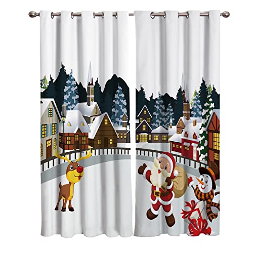 Cortinas De Habitación Infantil 3D Fiesta De Navidad En Casa 140 X 160 Cm Cortinas Opacas Termicas Aislantes Frío Y Calor Reduccion Ruido Proteccion Intimidad para Hogar Dormitorio 2 Piezas