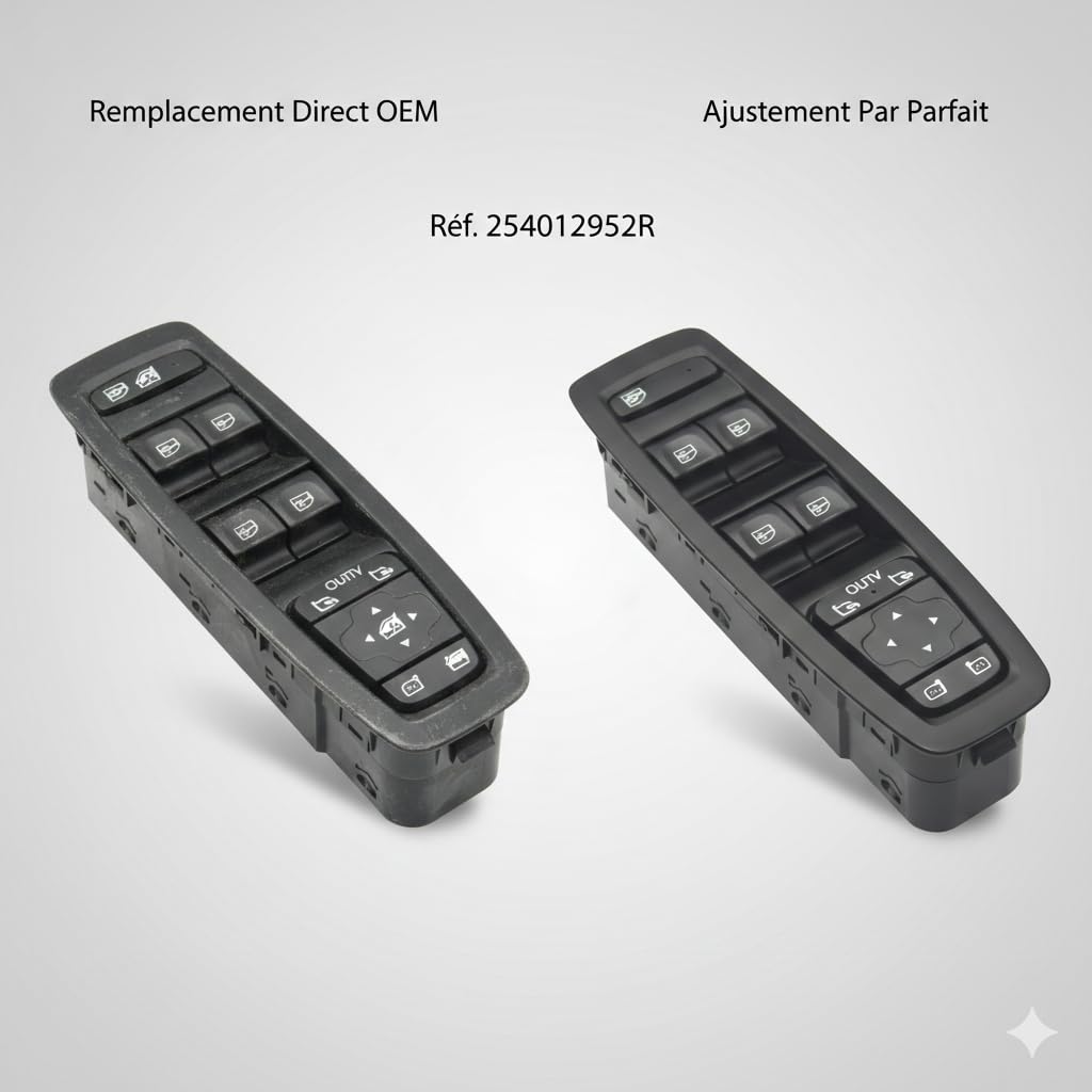 Compatibile con Renault 254012952R - Interruttore alza-vetro conduttore sinistro, per Megane 4, Scenic 4, Kadjar, Talisman, sostituisce OE 254012952R