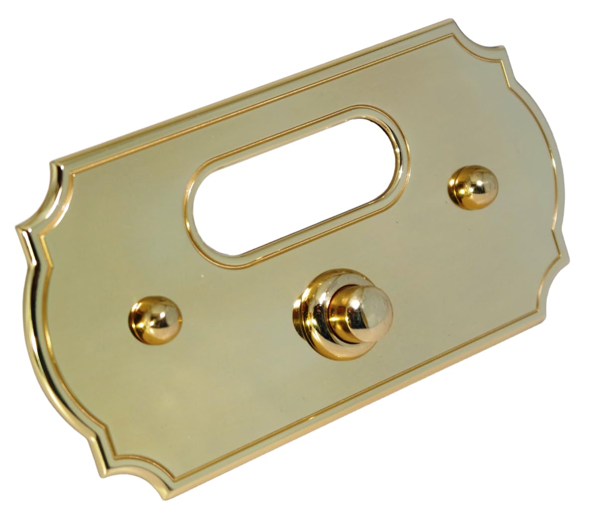 Neroni Mameli Campanello in Ottone Lucido per Esterno abitazione - Porta Ingresso Casa, con Pulsante Elettrico - Modello Adriano - Made in Italy