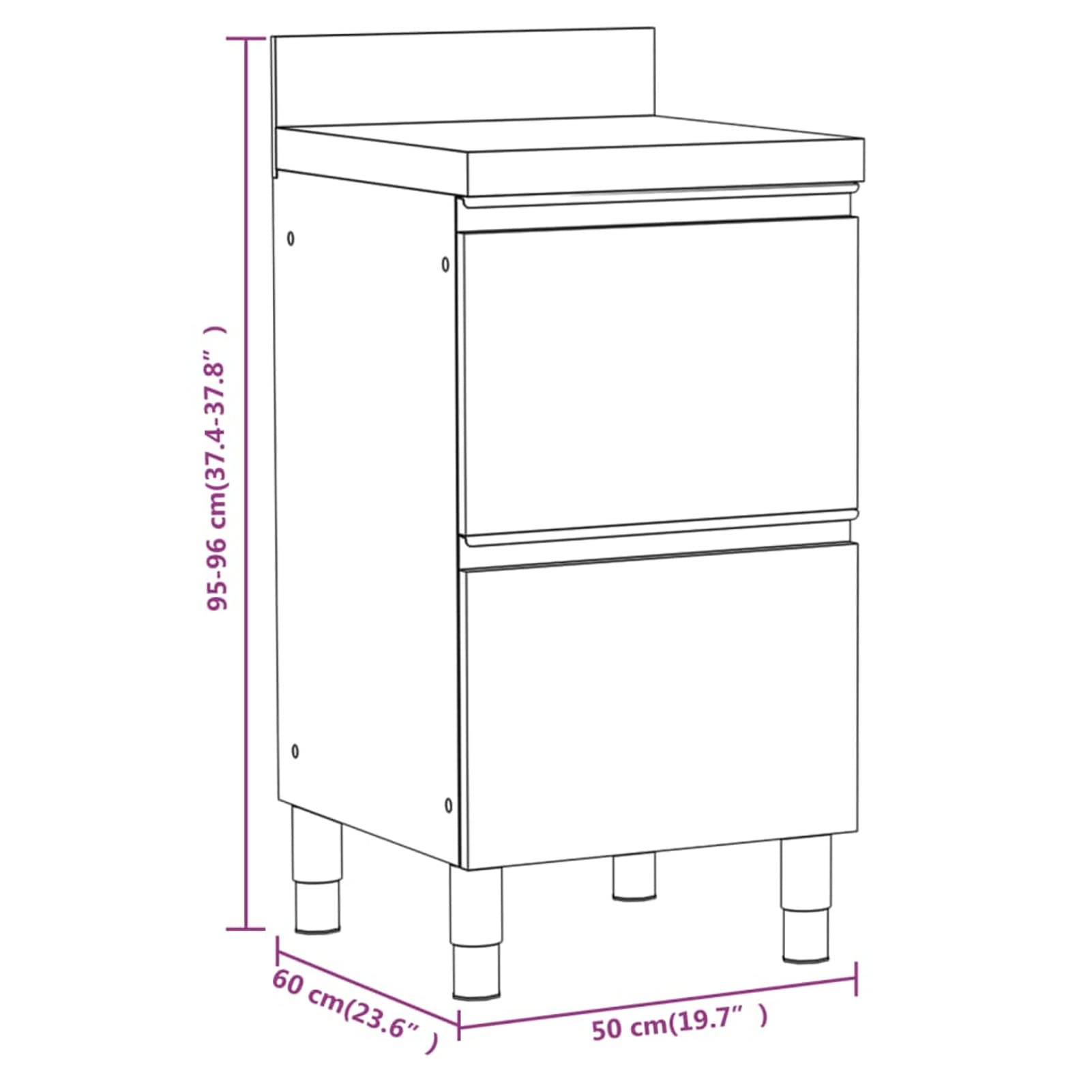 Homgoday Armadi da cucina commerciale, 3 pezzi, in acciaio inox, armadio e armadio con 2 cassetti per sala da pranzo, soggiorno, ristorante, hotel