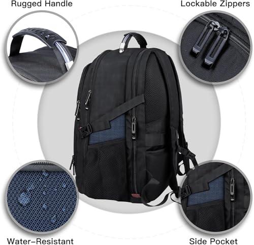 Image of ANTERK Laptop Backpack, 18.4 Inch Laptop Backpacks for Men Women, 55L Anti Theft Water Resistant College Bussiness TSA Airline Approved Work Computer Backpack, Blue