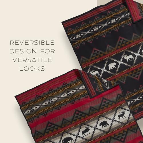 Image of Pendleton Jacquard Unnapped Twin Blanket, 64 x 80 in, Heirloom Virgin Wool