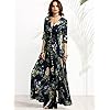 Milumia-Womens-Button-Up-Split-Floral-Print-Flowy-Party-Maxi-Dress Milumia Women's Button Up Split Floral Print Flowy Party Maxi Dress Navy Blue X-Large