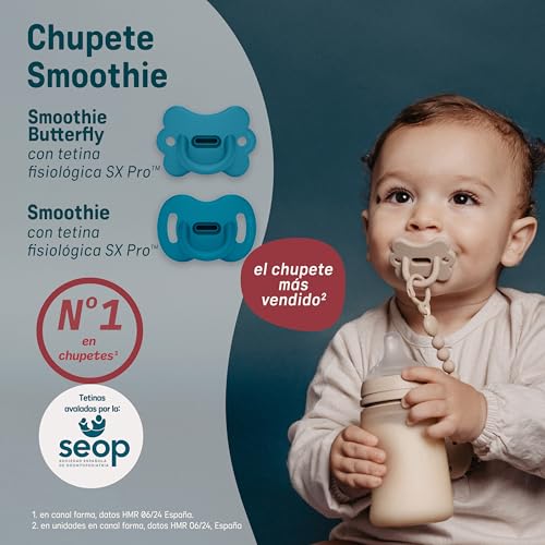 Image of Color Essence SX PRO Silicone Baby Pacifier 2Pk, Made with 100% Soft Silicone, Baby Essentials Perfect for Breastfeeding Babies, Designed in Spain, 0-6 Mths, Honey + Chili