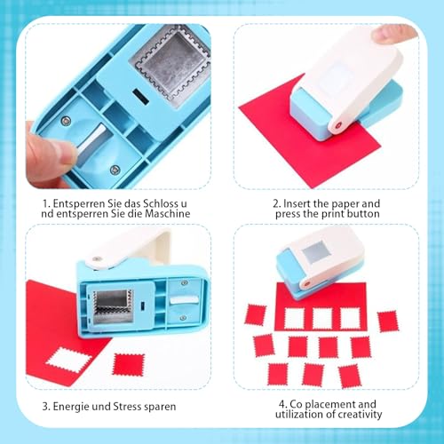 Image of Stamp Puncher, Postage Stamp Punch and Paper Punch Tool for Scrapbooking, Card Making and Gift Wrapping Projects, Light Blue Craft Cutter