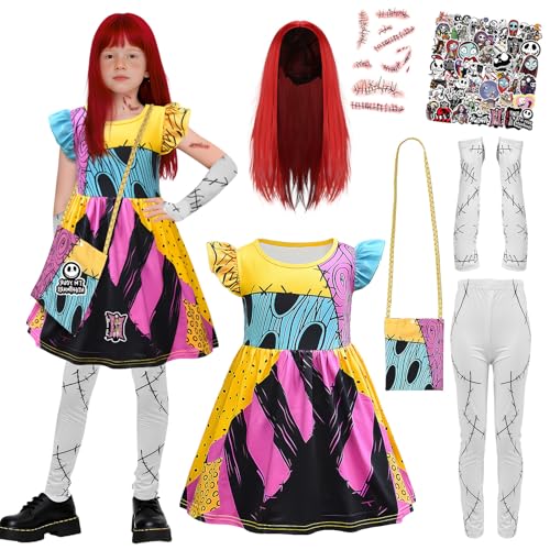 Disfraz Sally para niñas con vestido parcheado y accesorios