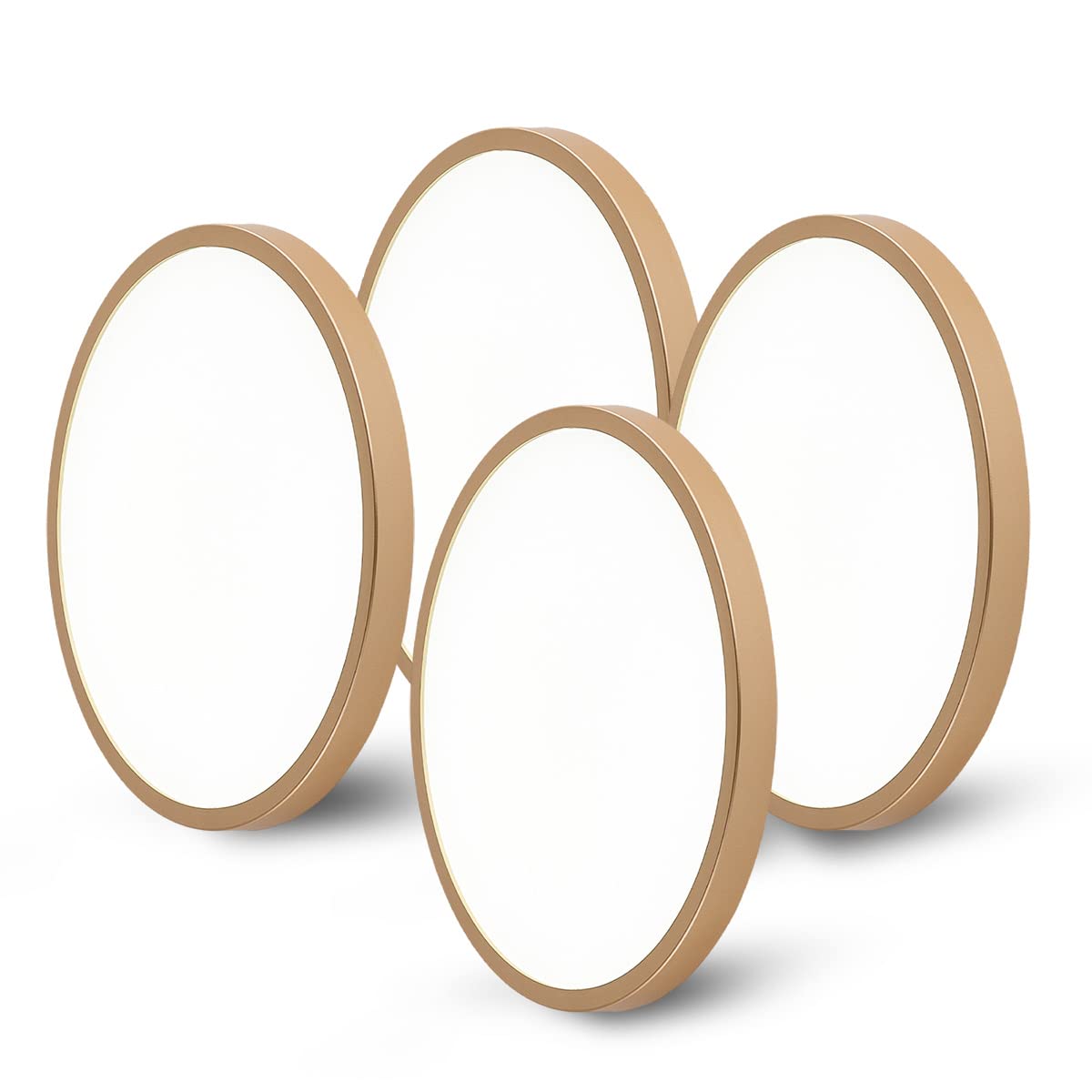 Wheatronic Gold LED Flush Mount Ceiling Light Fixture, 12inch 28W 5000K LED Ceiling Light Set of 4, Ultra Slim Flush Mount LED Ceiling Lamp for Bedroom, Living Room, Dining Room, Kitchen, Hallway 4 pack 