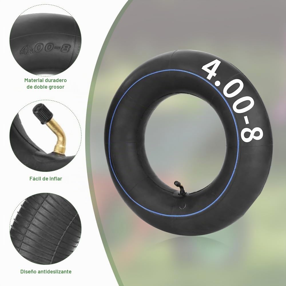 mizikuu 2 Piezas Cámaras de Aire Ruedas Pequeñas, 4.80/4.00-8 Tubo Interior para Llantas con Válvula Rueda Neumática Tubo Interior para Carretillas, Mini Bicicleta, Césped Jardín Equipo