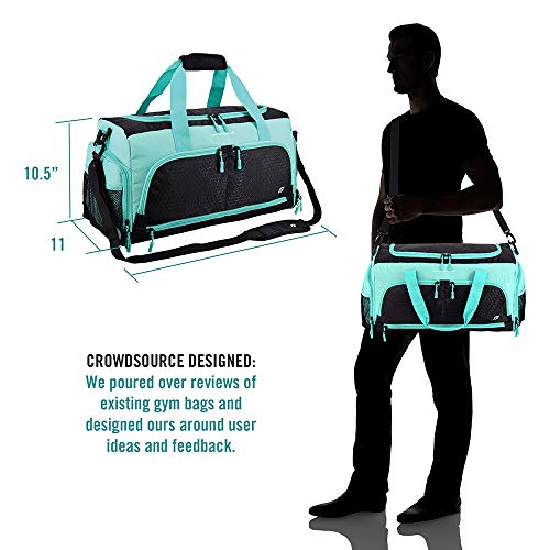 Ultimate Gym Bag 2.0: The Durable Crowdsource Designed Duffel Bag with 10 Optimal Compartments Including Water Resistant Pouch (Teal, Medium (20