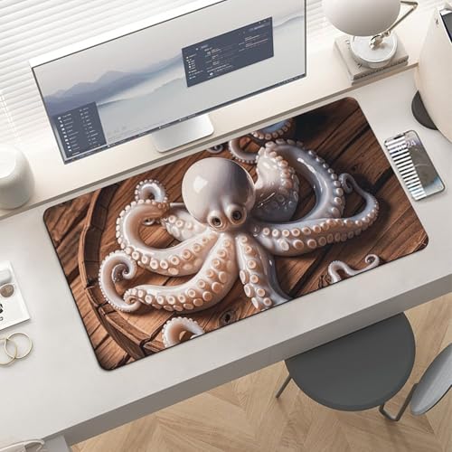 Desk Pad Protector 24x12 Inch Extended Octopus Carving miniatura 6