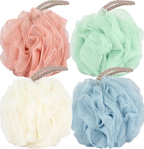 Fu Store Loofah Sponge Shower Loofahs 50g Bath Sponges Mesh Balls 4 Colors for Body Wash Back Scrubber Bathroom Men Women – 4 Pack Scrubber Cleaning Bathing Accessories Fu Store Loofah Sponge Shower Loofahs 50g Bath Sponges Mesh Balls 4 Colors for Body Wash Back Scrubber Bathroom Men Women – 4 Pack Scrubber Cleaning Bathing Accessories