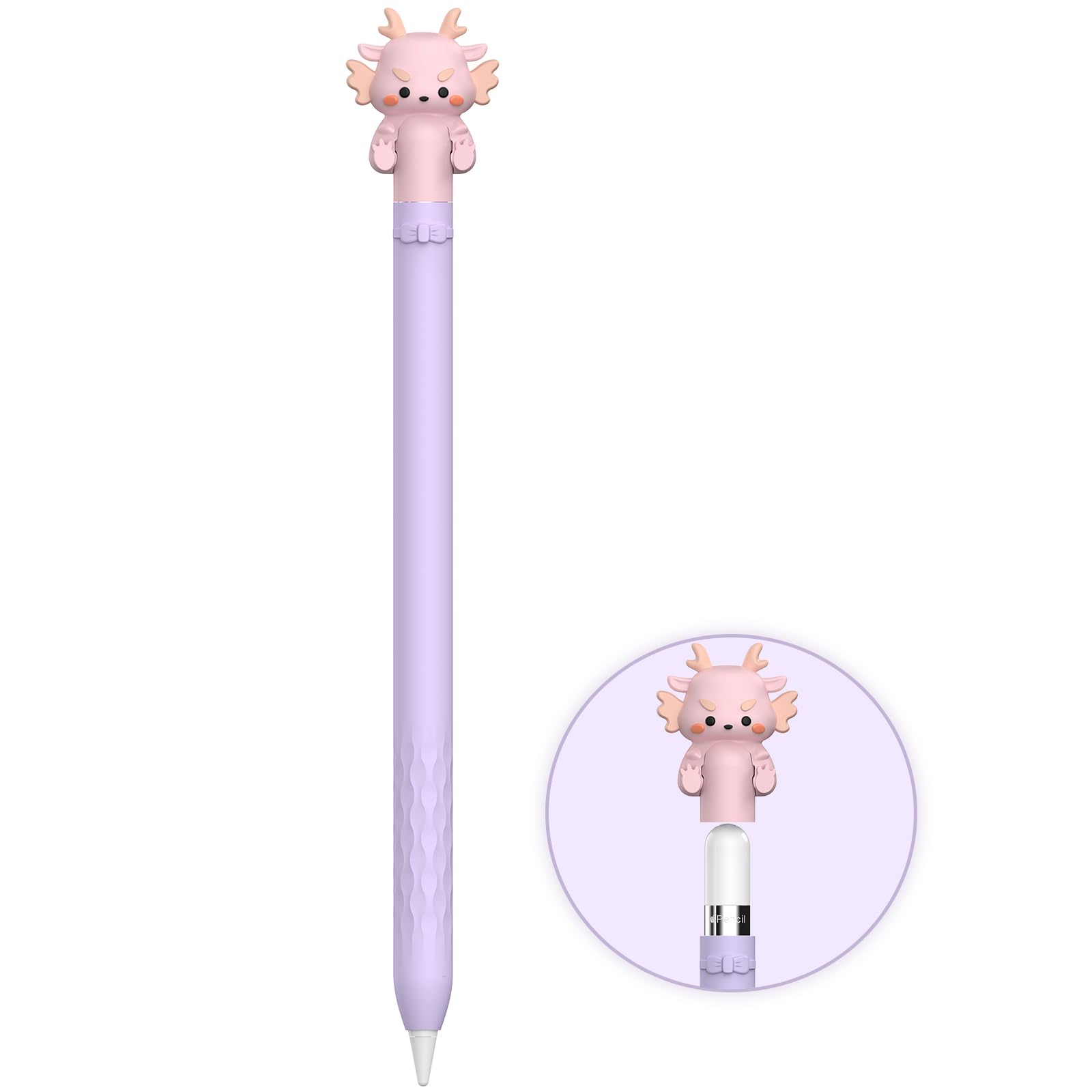 NIUTRENDZ Cute Dragon Case for Apple Pencil 1st Generation Case Silicone Protective Cover Sleeve Skin Accessories (Pink)-picture-22